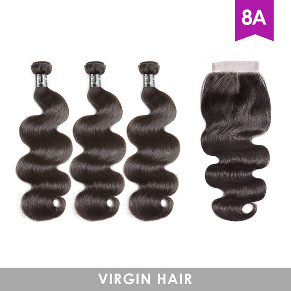 Brazilian Weave Human Hair Bundles With Closure