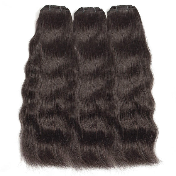 Natural Straight Raw Indian Bundles With Closure Virgin Hair With Free Part Lace Closure