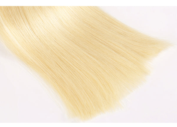 Straight Blonde Brazilian Human Hair Bundles With Closure 7A