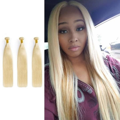 3PCS 100% Blonde Hair Brazilian Straight Weave Bundles