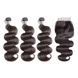 Brazilian Hair Body Wave Human Hair Bundles With Closure