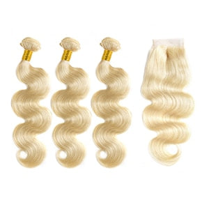 Brazilian Hair Body Wave Human Hair Bundles With Closure