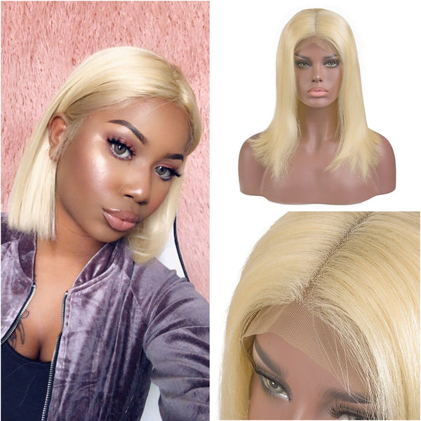 613 Short Bob Blonde Lace Front Wig Brazilian