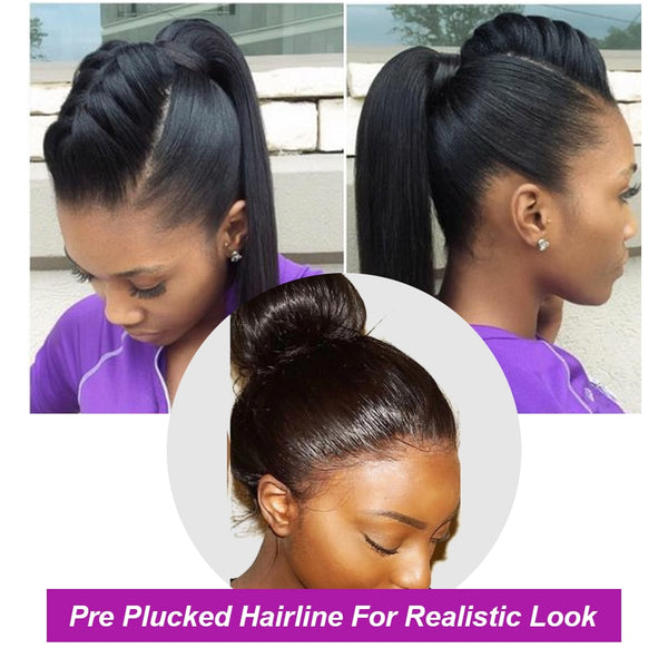 Straight 360 Lace Frontal Brazilian Wig With Baby Hair